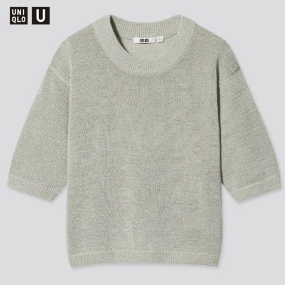 Lemaire X Uniqlo  cotton blend crew neck half sleeve sweater